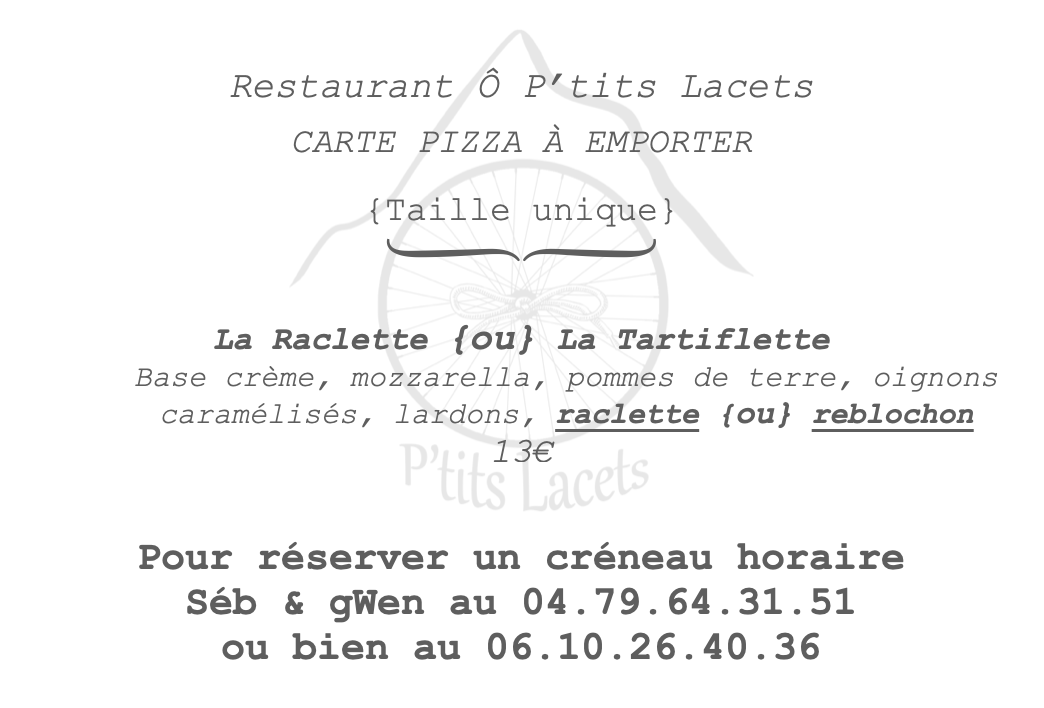 Nouvelle Pizza à emporter {MERCREDI SOIR} Take away pizza only on wednesday night! 