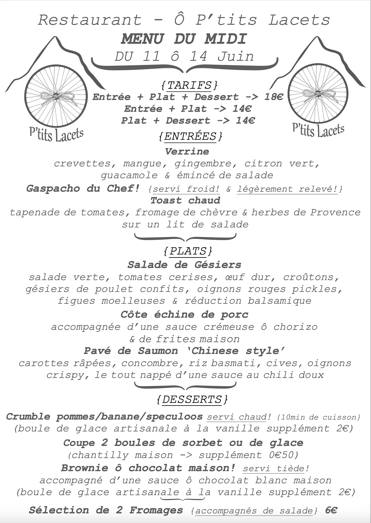 Menu du Midi -> du 11 ô 14 Juin
