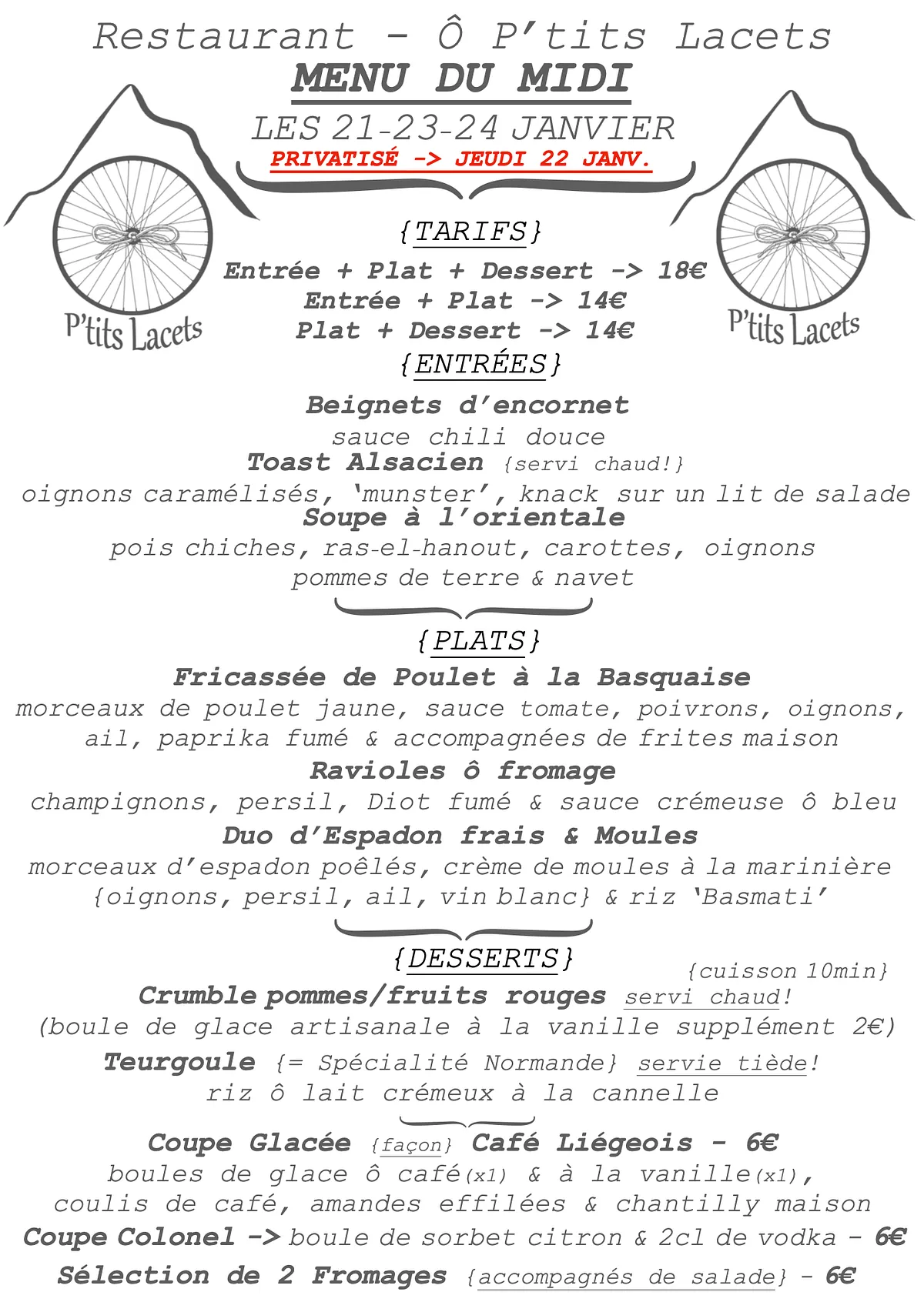 Menu du Midi -> les 21 - 23 -24