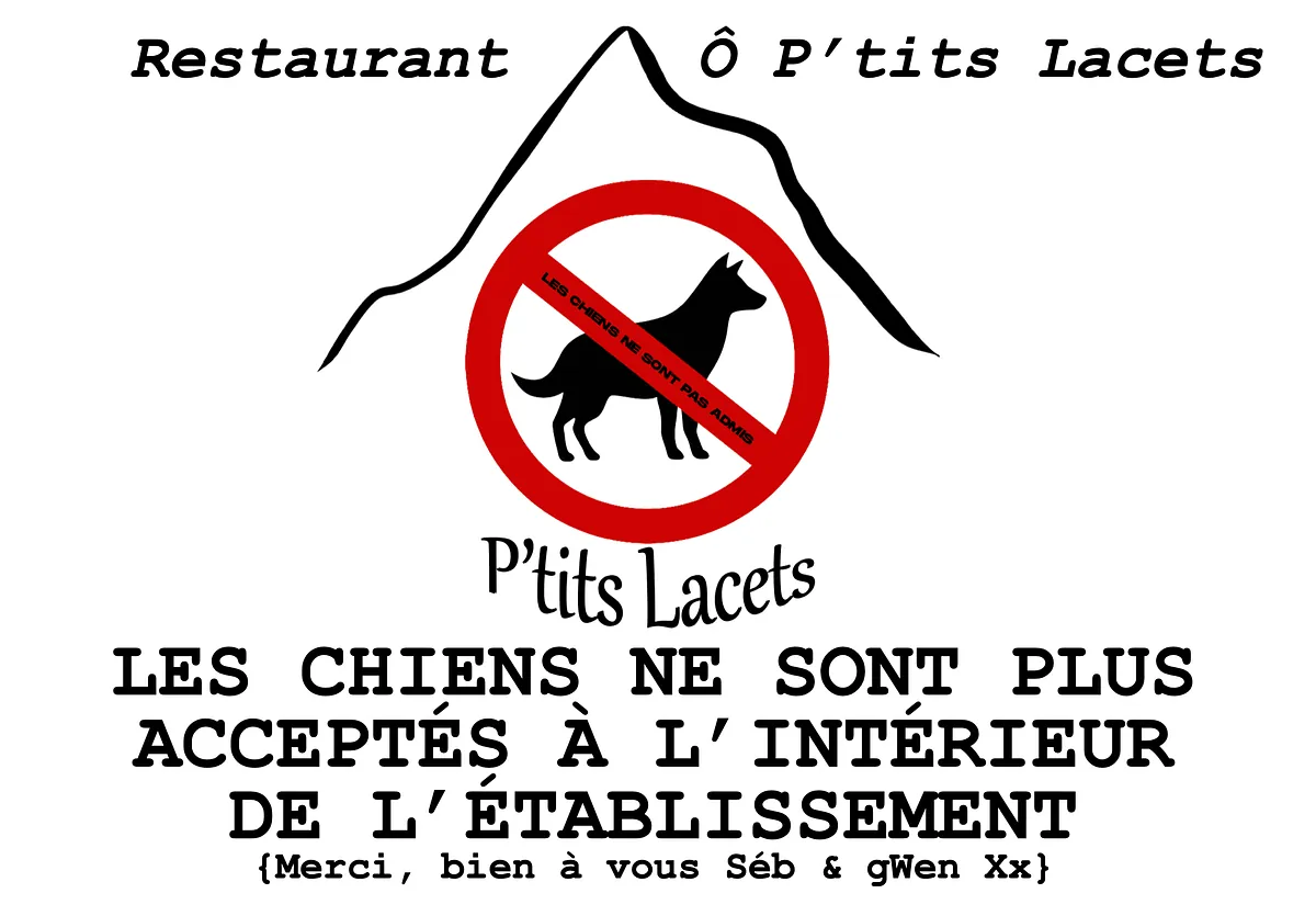 Nous n'acceptons plus les chiens à l'intérieur!