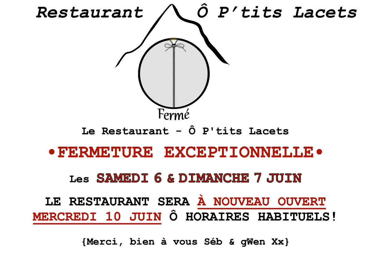 FERMETURE EXCEPTIONNELLE -> 6/7 JUIN 2026